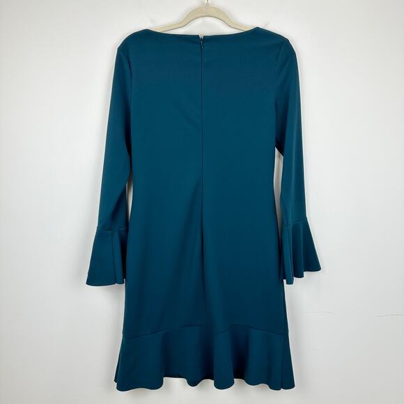 Lauren Ralph Lauren Crepe Long Sleeve Dress Mini Ruffle Cocktail Blue US 4 NWT - Picture 5 of 9